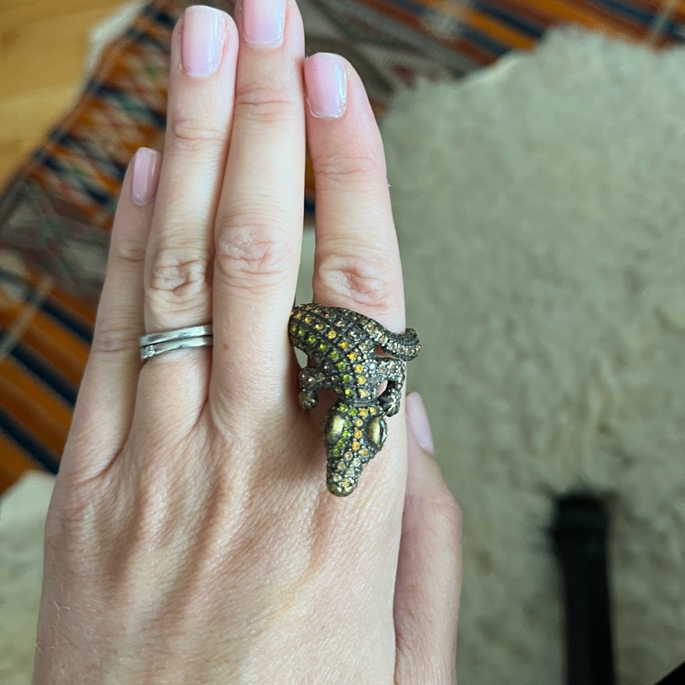Alligator or crocodile Gem Statement Ring